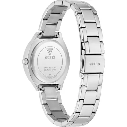 Guess Charlotte zegarek damski srebrny delikatny z kryształkami i błękitną tarczą GW0767L6