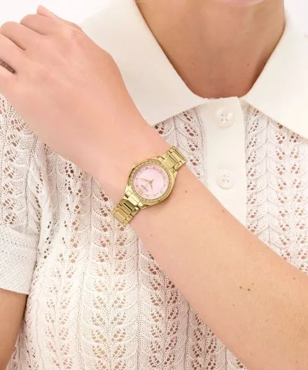 Guess Charlotte zegarek damski na bransolecie z różową tarczą GW0767L7