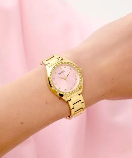 Guess Charlotte zegarek damski na bransolecie z różową tarczą GW0767L7