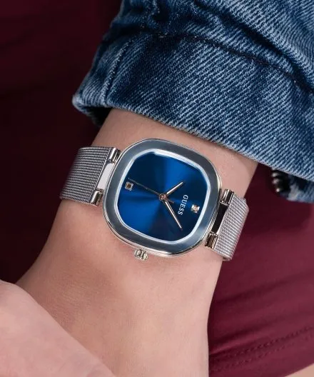 Guess Eve zegarek damski srebrny z granatową tarczą GW0768L1