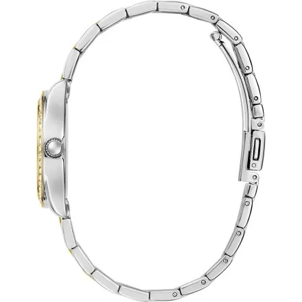 Guess Mini Luna srebrny zegarek damski na bransolecie ze złotymi detalami GW0841L2