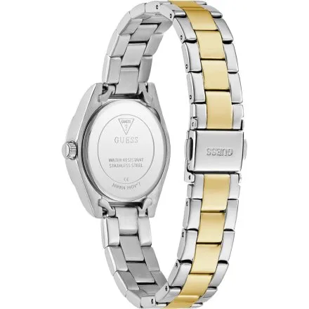 Guess Mini Luna srebrny zegarek damski na bransolecie ze złotymi detalami GW0841L2