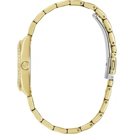 Guess Mini Luna złoty zegarek damski na bransolecie z zieloną tarczą GW0841L9