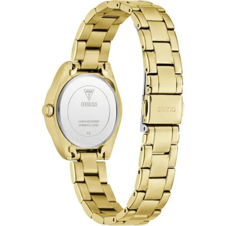 Guess Mini Luna złoty zegarek damski na bransolecie z zieloną tarczą GW0841L9