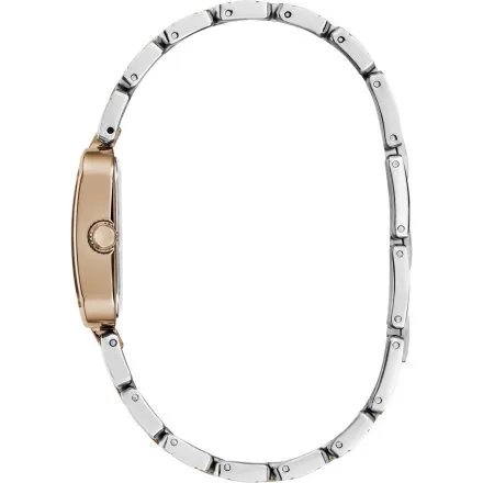 Guess Isla prostokątny zegarek damski różowozłoto-srebrny na bransolecie GW0865L5