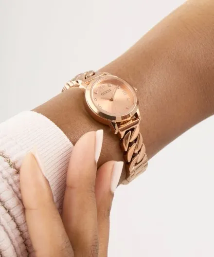 Guess Chime różowozłoty zegarek damski na bransolecie GW0867L3