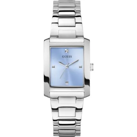 Guess Bonnie srebrny zegarek damski na bransolecie prostokątna koperta GW0876L1