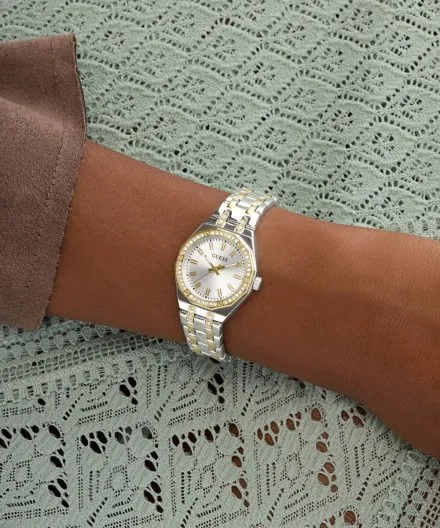 Guess Pixie zegarek damski srebrny ze złotymi detalami na bransolecie GW0931L3