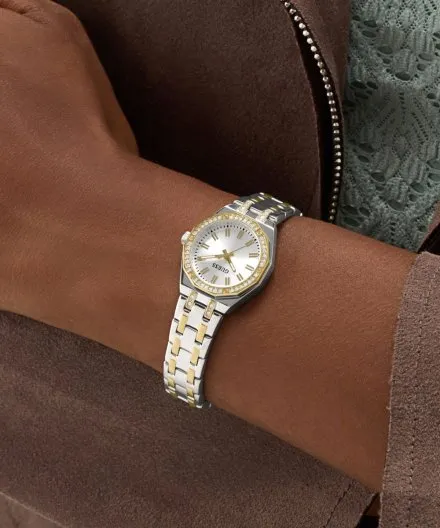 Guess Pixie zegarek damski srebrny ze złotymi detalami na bransolecie GW0931L3
