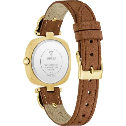 Guess Gabby zegarek damski złoty na brązowym pasku GW0938L2