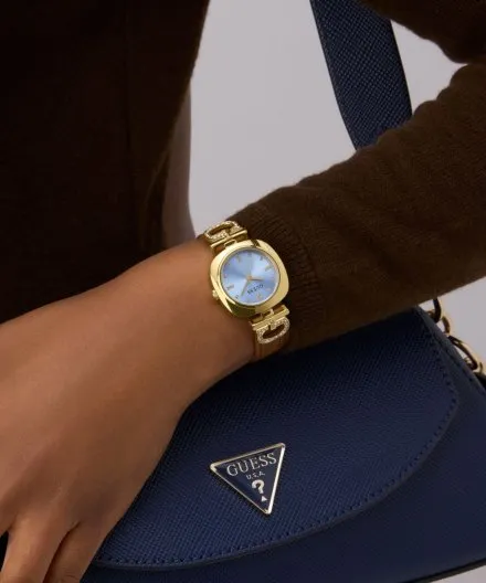 Guess Gabby zegarek damski złoty na brązowym pasku GW0938L2