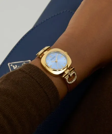 Guess Gabby zegarek damski złoty na brązowym pasku GW0938L2