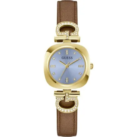 Guess Gabby zegarek damski złoty na brązowym pasku GW0938L2
