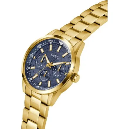 Guess Trey złoty zegarek męski granatowa tarcza multidata GW0963G2