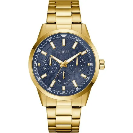 Guess Trey złoty zegarek męski granatowa tarcza multidata GW0963G2