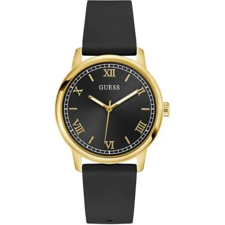 Guess Chandler zegarek męski złoty czarna tarcza na pasku GW0973G2