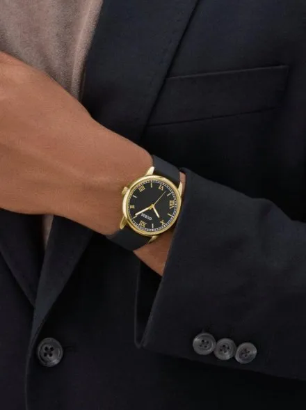 Guess Chandler zegarek męski złoty czarna tarcza na pasku GW0973G2