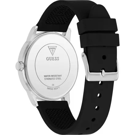 Guess Chandler zegarek męski srebrny czarna tarcza na pasku GW0973G5