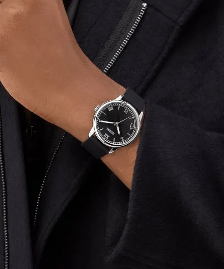 Guess Chandler zegarek męski srebrny czarna tarcza na pasku GW0973G5