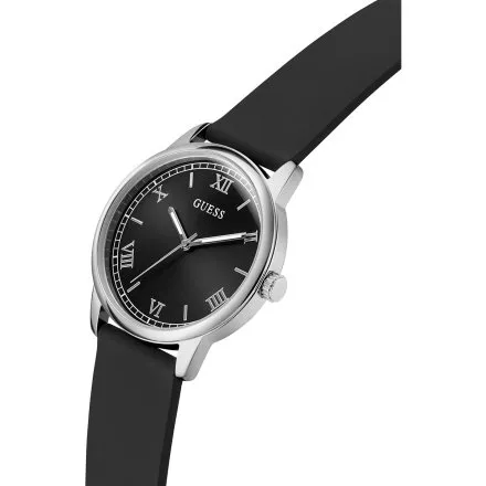 Guess Chandler zegarek męski srebrny czarna tarcza na pasku GW0973G5