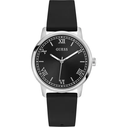 Guess Chandler zegarek męski srebrny czarna tarcza na pasku GW0973G5