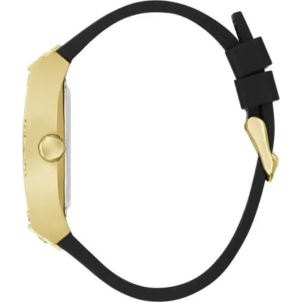 Guess Phoenix złoty zegarek automatyczny męski z czarnym paskiem GW0980G2