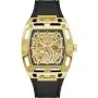 Guess Phoenix złoty zegarek automatyczny męski z czarnym paskiem GW0980G2