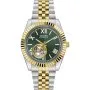 Guess Connoisseur zegarek automatyczny srebrno-złoty z zieloną tarczą GW0984G4