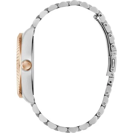 Guess Connoisseur zegarek automatyczny srebrno-różowozłoty z granatową tarczą GW0984G5