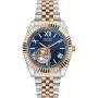 Guess Connoisseur zegarek automatyczny srebrno-różowozłoty z granatową tarczą GW0984G5