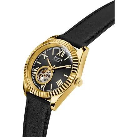 Guess Connoisseur zegarek automatyczny złoty z czarną tarczą GW0985G2