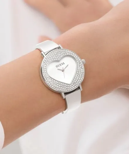 Guess Hartly srebrny zegarek damski na bransolecie kryształki GW0991L1