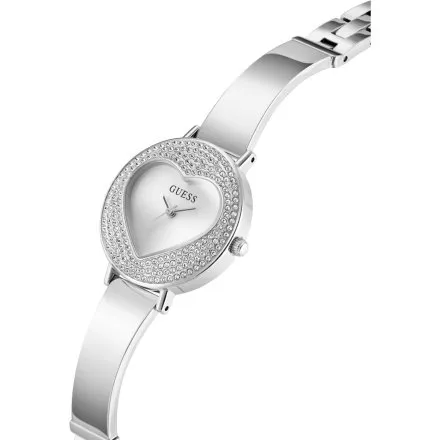 Guess Hartly srebrny zegarek damski na bransolecie kryształki GW0991L1