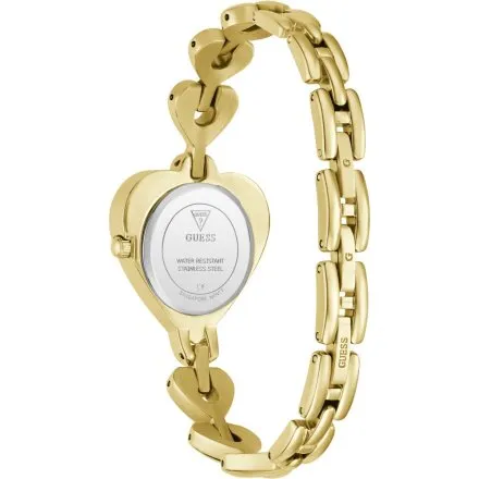 Guess Valerie złoty zegarek damski na bransolecie serce GW0992L2