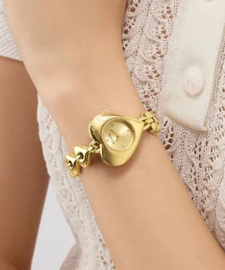 Guess Valerie złoty zegarek damski na bransolecie serce GW0992L2