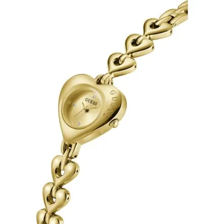 Guess Valerie złoty zegarek damski na bransolecie serce GW0992L2