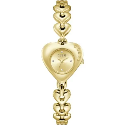 Guess Valerie złoty zegarek damski na bransolecie serce GW0992L2