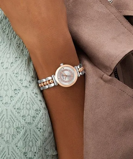 Guess Leena zegarek damski różowozłoty ze srebrną tarczą na bransolecie GW0994L5
