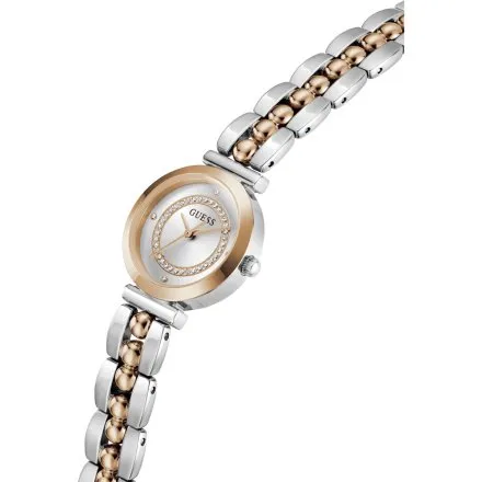 Guess Leena zegarek damski różowozłoty ze srebrną tarczą na bransolecie GW0994L5