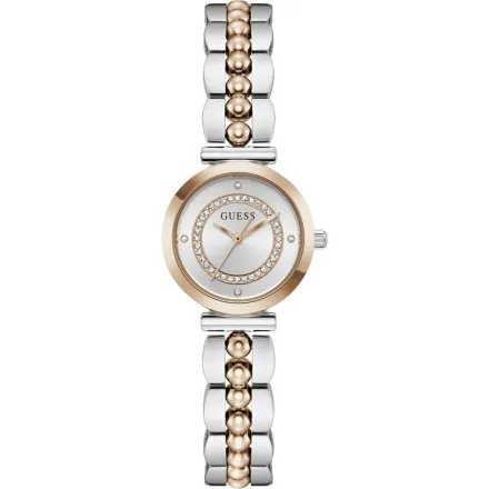 Guess Leena zegarek damski różowozłoty ze srebrną tarczą na bransolecie GW0994L5