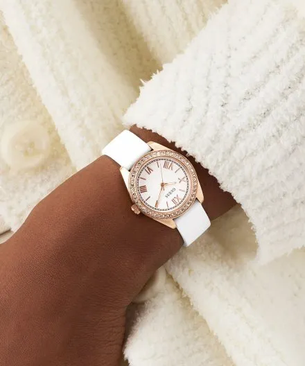 Guess Mini Luna zegarek damski ze wskazówkami biały GW1000L3