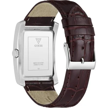 Guess Clyde zegarek męski na pasku srebrny z granatową tarczą GW1003G2