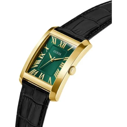 Guess Clyde zegarek męski na pasku złoty z zieloną tarczą GW1003G3
