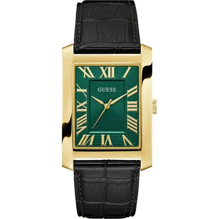 Guess Clyde zegarek męski na pasku złoty z zieloną tarczą GW1003G3