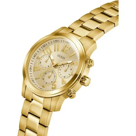 Złoty zegarek męski Guess Parker z bransoletką multidata GW1006G2