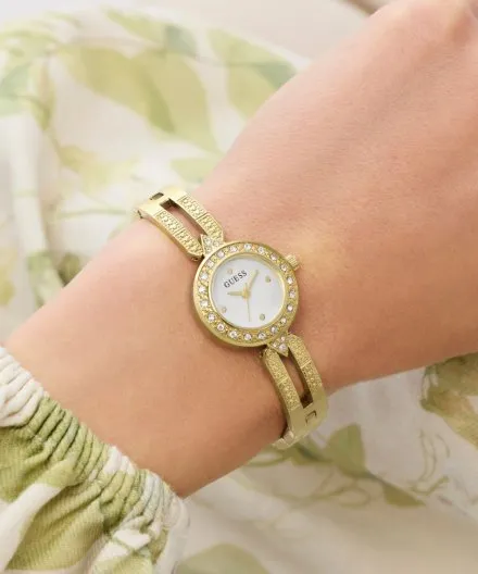 Guess Cassidy złoty zegarek damski na bransolecie kryształki GW1016L2