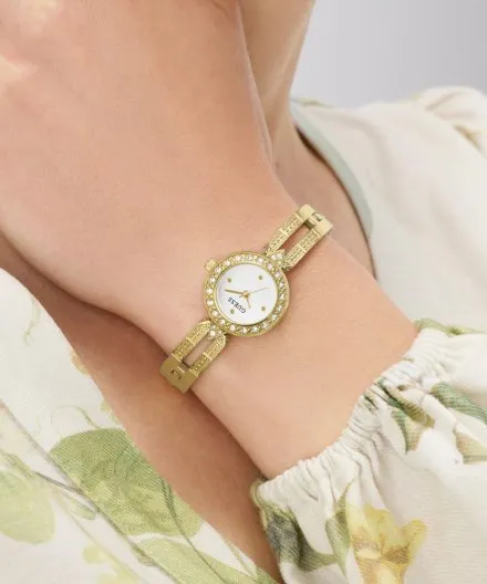 Guess Cassidy złoty zegarek damski na bransolecie kryształki GW1016L2