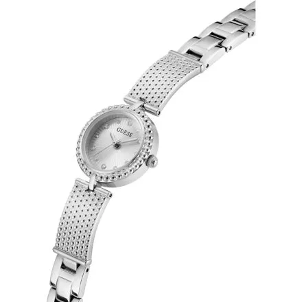 Guess Holly srebrny zegarek damski na bransolecie ze zdobieniami GW1017L1