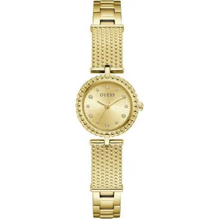 Guess Holly złoty zegarek damski na bransolecie ze zdobieniami GW1017L2