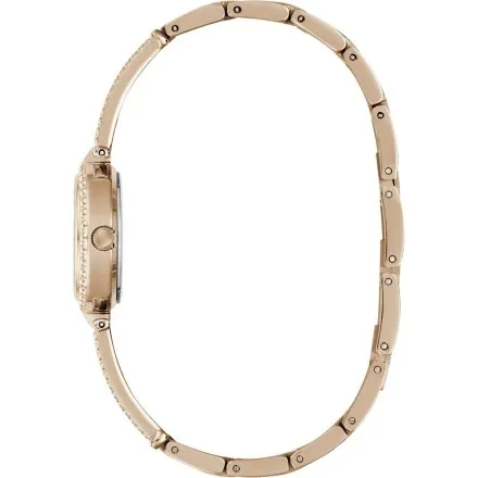 Guess Holly różowozłoty zegarek damski na bransolecie ze zdobieniami GW1017L4